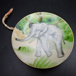 Vintage Hand Painted Elephant Plate ~Hand Painted Demitasse Plate ~ Decorative Elephant Plate ~ Porcelain Elephant Scene ~ Made in Japan