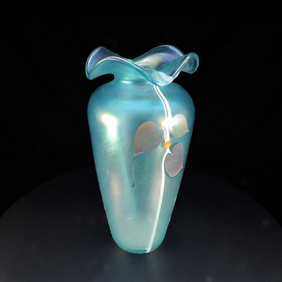 Abelman Art Glass Vase ~ Stuart Abelman Vase ~ Iridescent