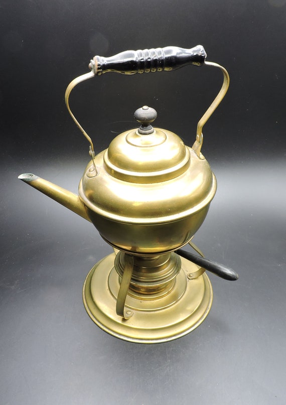 Vintage Teapot With Warmer Old Brass Teapot With Stand and Warmer S.S. &  Co. Trademark Antique Brass Teapot With Great Patina 