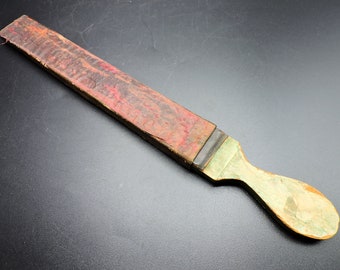Razor Strop - Knife Sharpener - Primitive Wood and Leather Knife / Razor Sharpener
