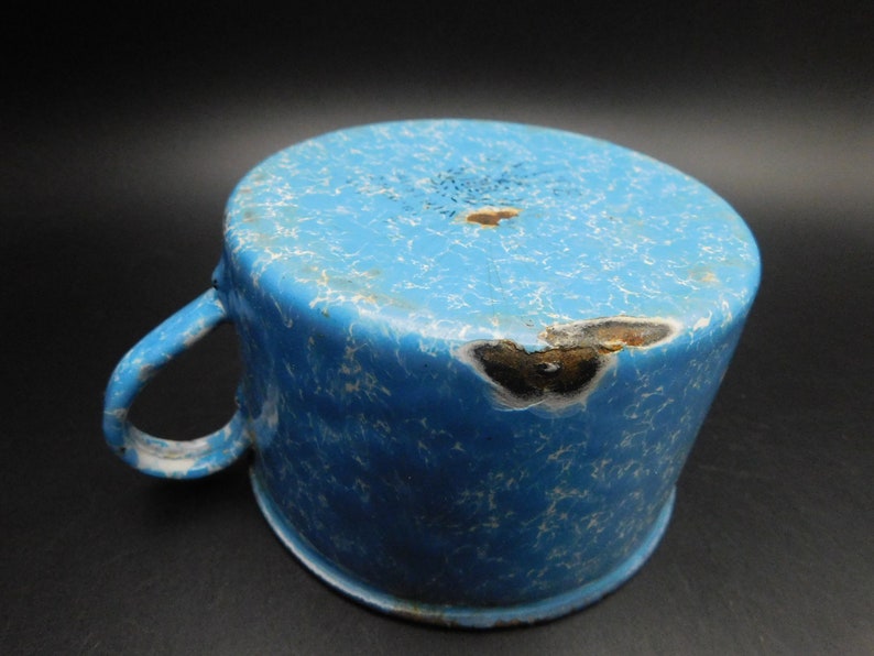 Vintage Enamelware Cup Blue Enamelware Cup Antique Etsy