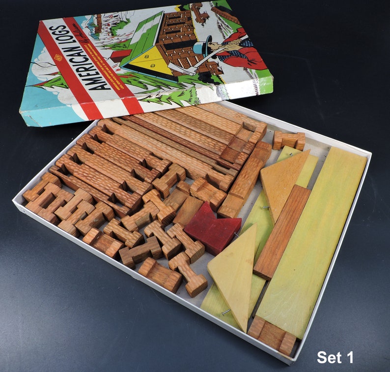 Log Blocks Vintage Lincoln Logs ~ American Logs by Halsam ~ Toy Log Sets ~ Log ...
