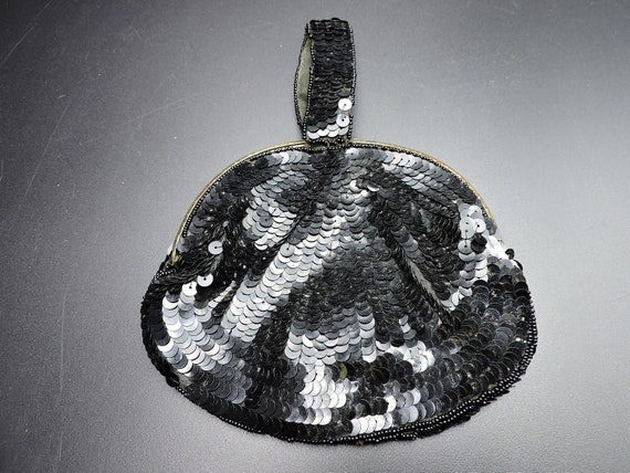 Vintage Black Sequins Clutch Purse - image 1