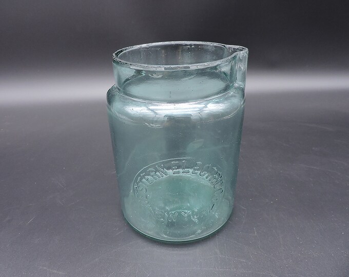 Antique Glass Battery Jar Western Electric Battery Jar Old Aqua Glass