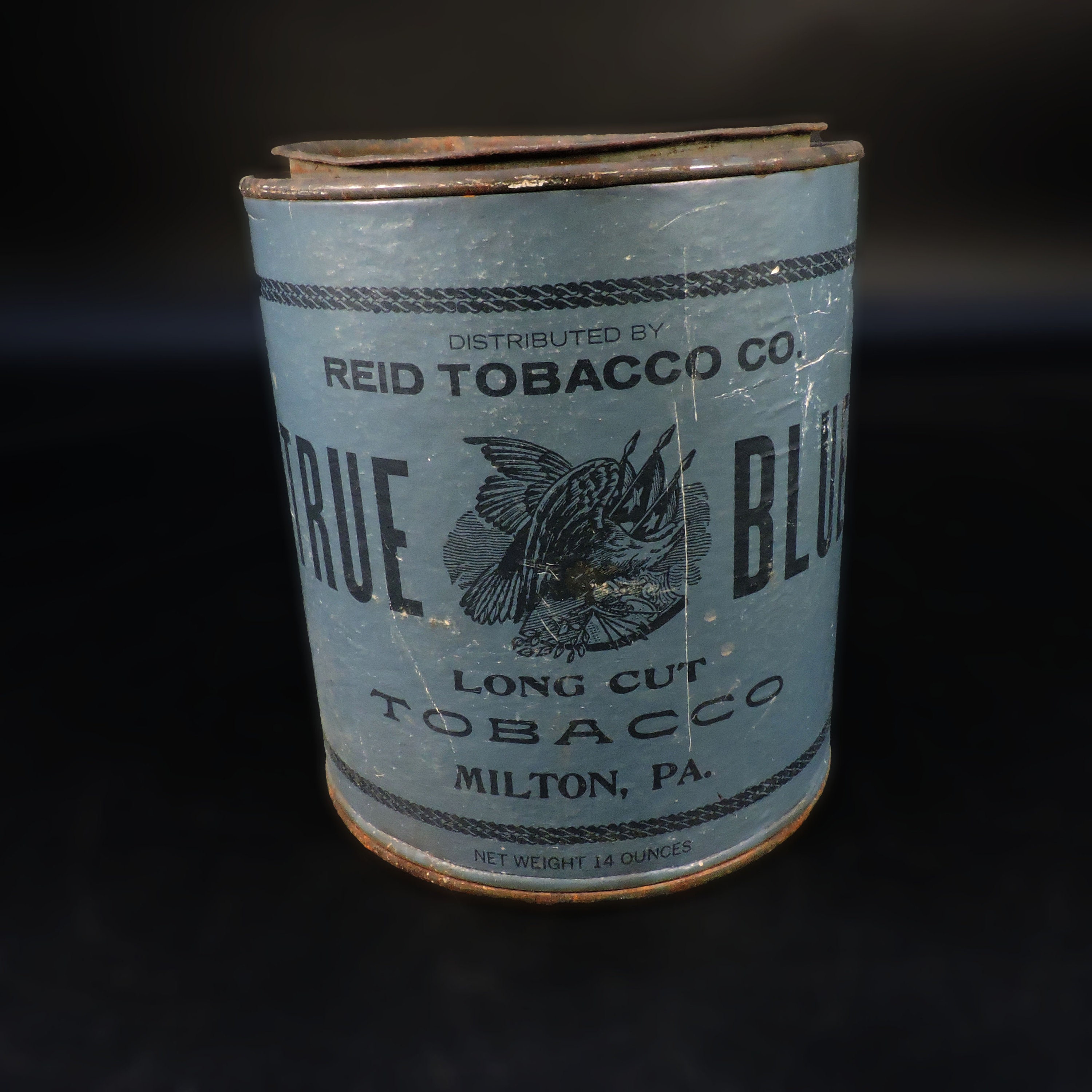 Vintage Tobacco Can ~ True Blue Tobacco Can ~ Cardboard & Tin Tobacco Can ~  Colorful Tobacco Tin ~ Reid Tobacco, Milton, PA ~ Smoke or Chew