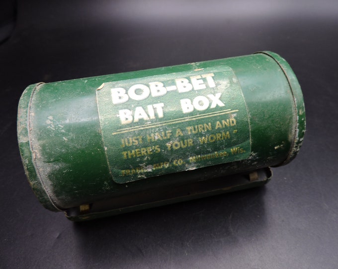 Vintage Bait Box Bobbet Bait Box Old Tin Bait Box Green Bait Box