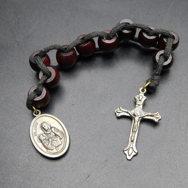 Vintage  Saint Ann Rosary ~ Wooden Bead Rosary ~ Religious Item ~ Catholic Rosary ~ Hand Held Rosary ~ Prayer Beads