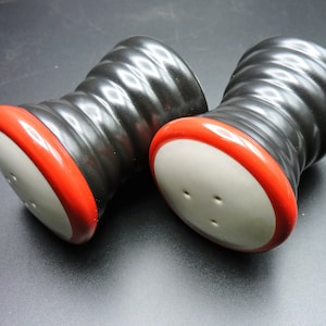 Pfaltzgraff Salt & Pepper Shakers - Black and Red Painted Ceramic