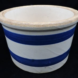 Antique Stoneware Crock ~ Antique Crock ~ Pottery Crock ~ Small Crock With Blue  ~ Blue Banded Crock ~ Butter/Cheese Crock ~ Farmhouse Gift