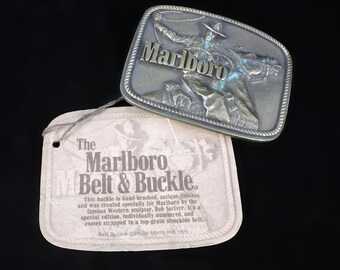 Vintage Belt Buckle ~ Marlboro Belt Buckle ~ Brass/Bronze Belt Buckle ~ Marlboro Man Belt Buckle ~ Artist Signed ~ Vintage 1975 ~ Tobacciana