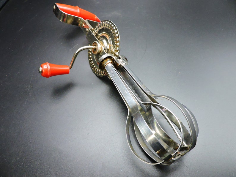 Vintage Hand Mixer Egg Beater blue Whirl Red Etsy