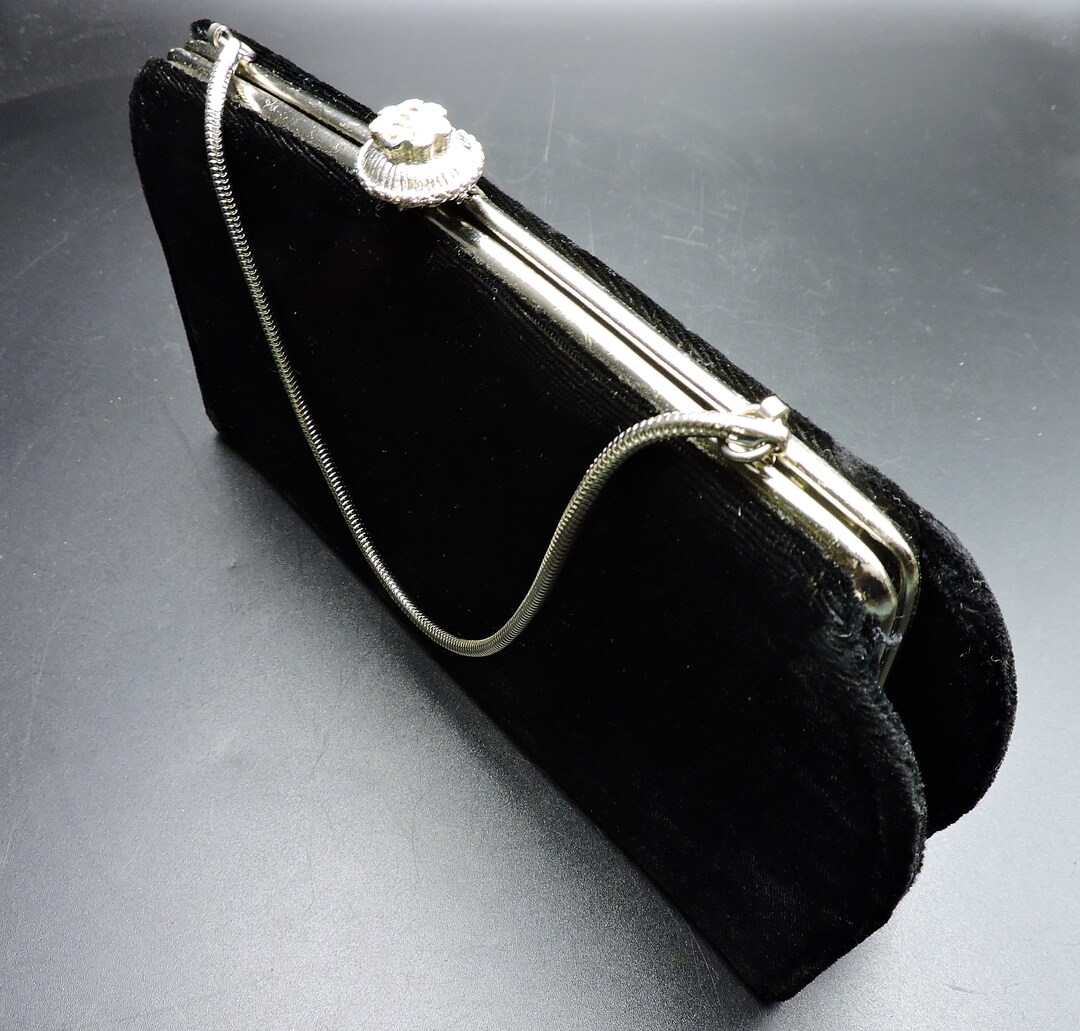 Elegant Black Velvet Evening Purse Vintage Clutch Purse Etsy.de