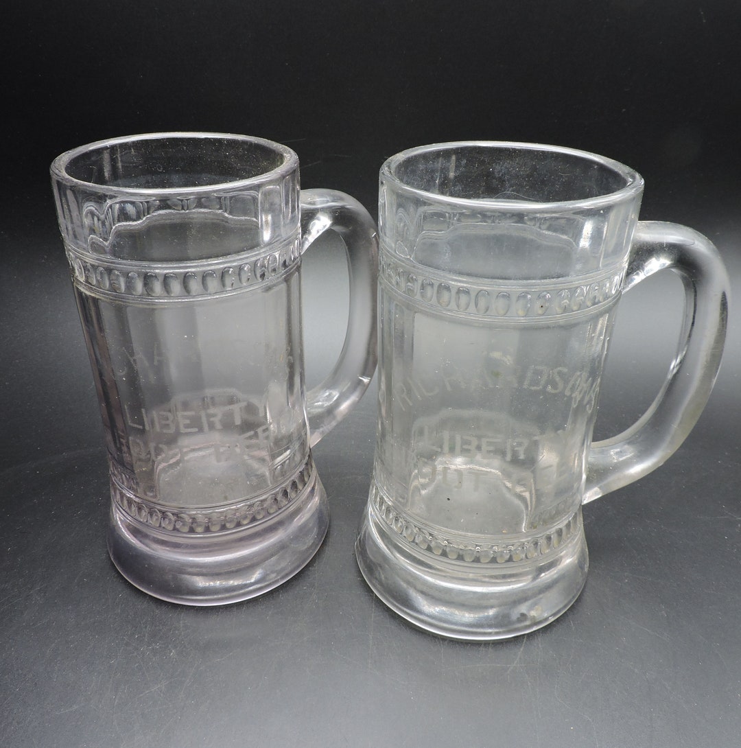 Vintage Root Beer Mugs Richardson's Liberty Root Beer Mugs Etched Glass