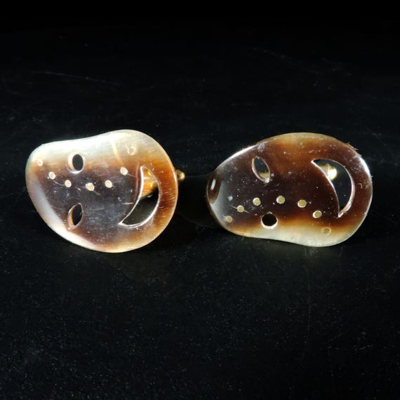 Vintage Shell Cufflinks ~ Faux Tortoise Shell Cufflinks ~ Unique Cufflinks ~ Unusual Cufflinks ~ Freeform Cufflinks ~ Boho Cufflinks