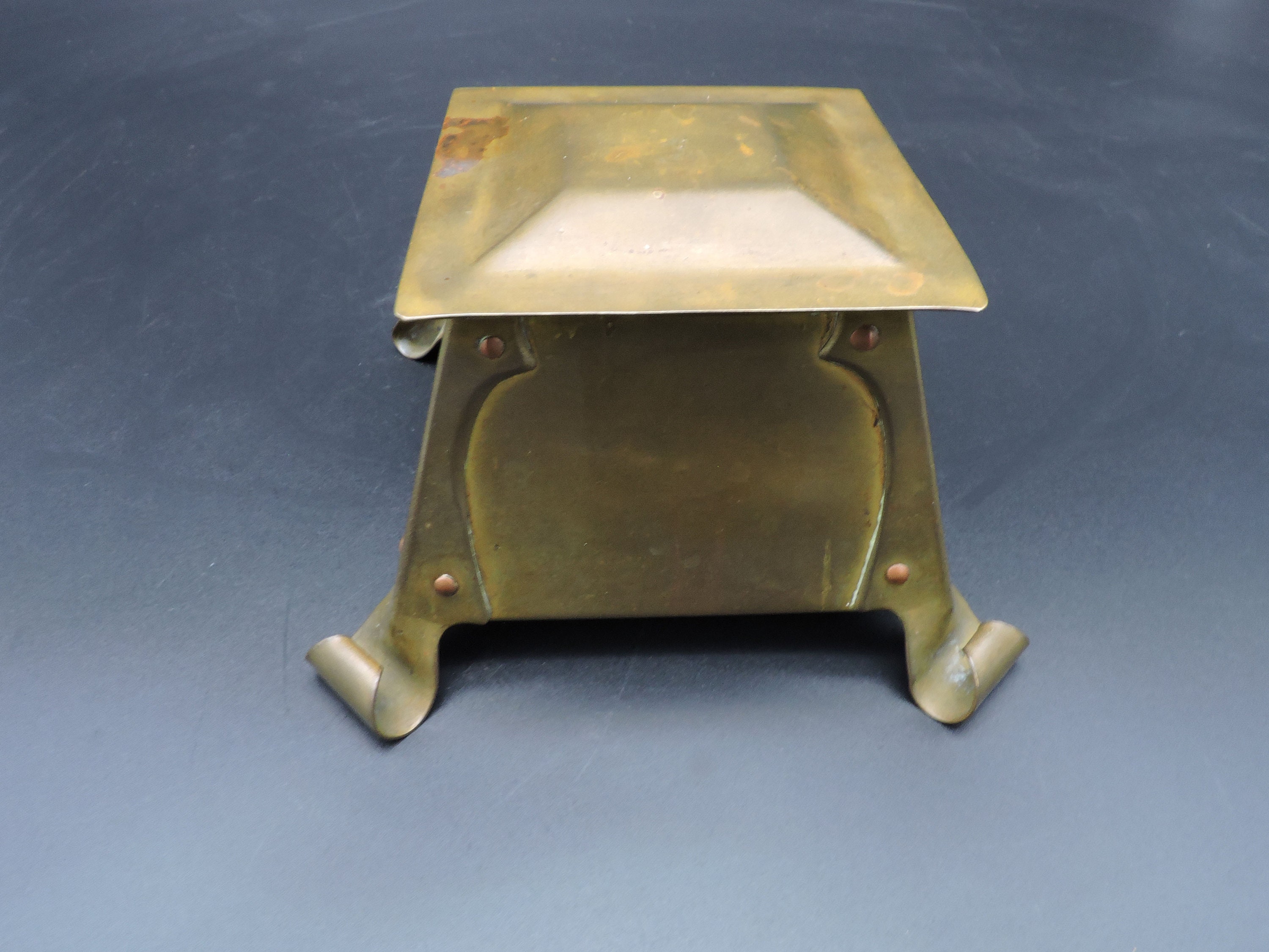 Early 19th Century Bronze Inkwell Standish, Vintage Fountain Pen Holder,  Antique Brass Inkwell, Unique Gift, for Dad, Ball Feet 