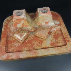 Vintage Inkwells ~ Antique Inkwell ~ Stone Inkwell & Penholder ~ Inkwell Desk Organizer ~ Office Decor ~ Desk Decor ~ Inkwell Tray