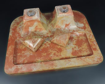 Vintage Inkwells ~ Antique Inkwell ~ Stone Inkwell & Penholder ~ Inkwell Desk Organizer ~ Office Decor ~ Desk Decor ~ Inkwell Tray
