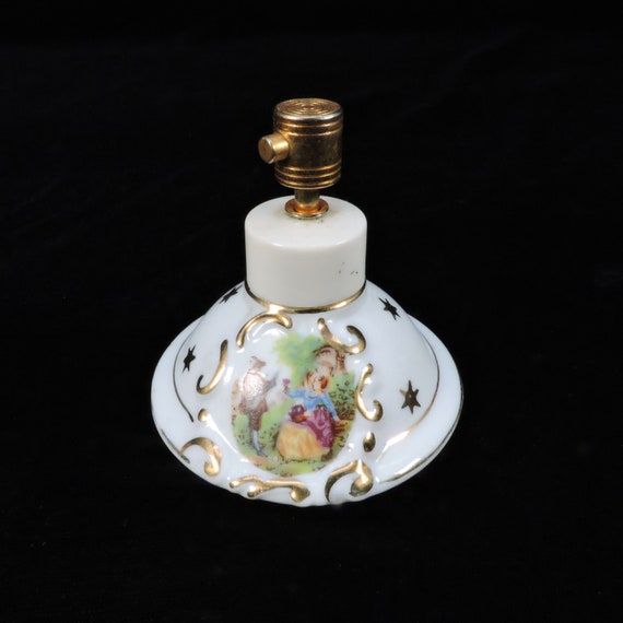 Vintage Perfume Atomizer ~ Irice Atomizer ~ Hand Painted Atomizer ~ Vanity Decor ~ Porcelain Atomizer ~ Irice Perfume Bottle