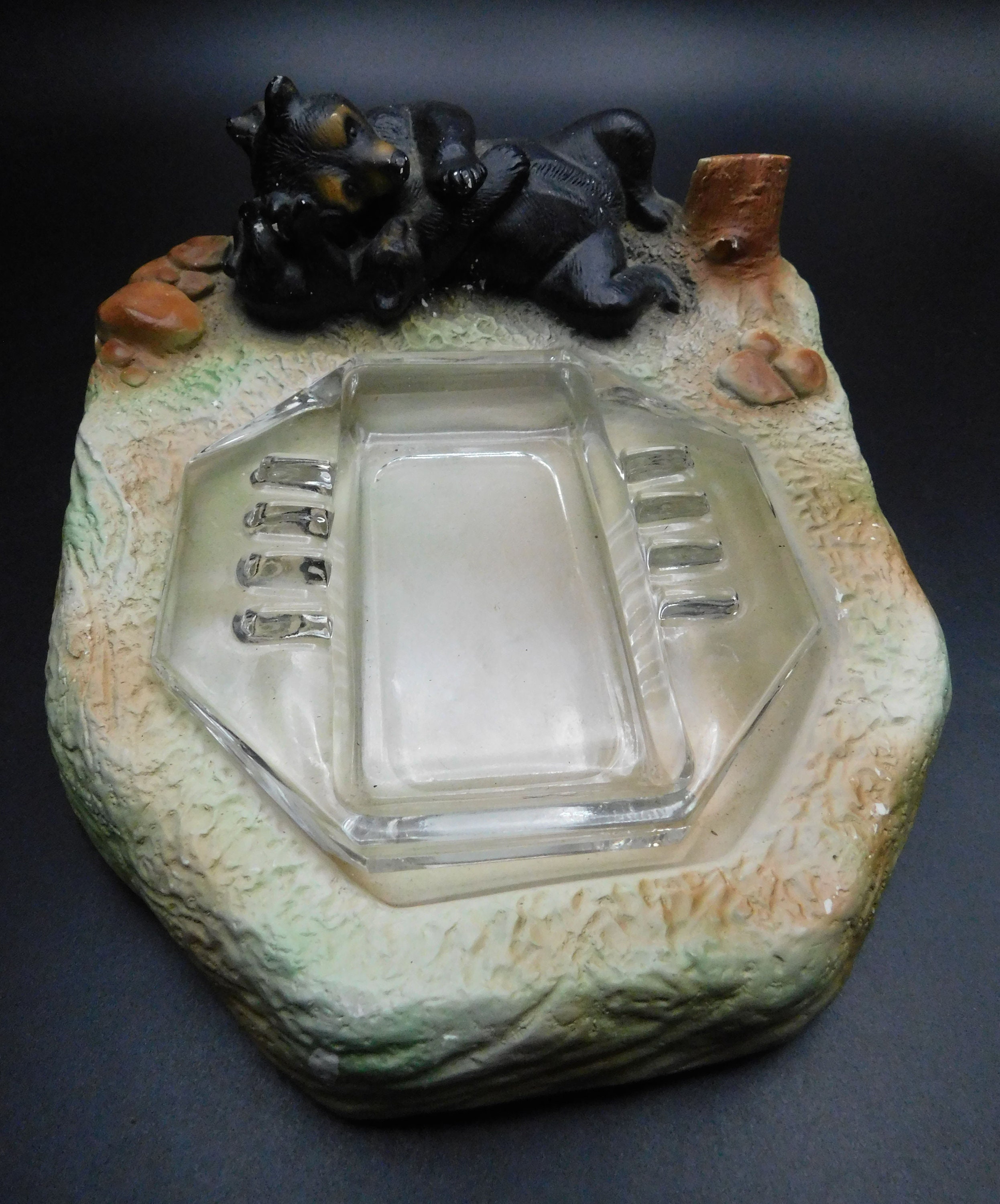 Vintage Ashtray Pottery Chalkware Ashtray Vintage Bear Etsy