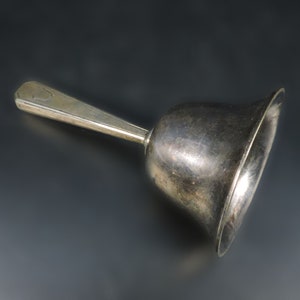 Vintage/Antique Sterling Silver Bell w/ Wood Handle - 5 x 2 1/4 46gr