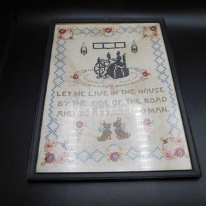 Antique Sampler ~ Vintage Sampler ~ Old Sampler ~ Framed Sampler ~ Needlepoint Sampler ~ Cross-stitched Sampler ~ Country Decorating