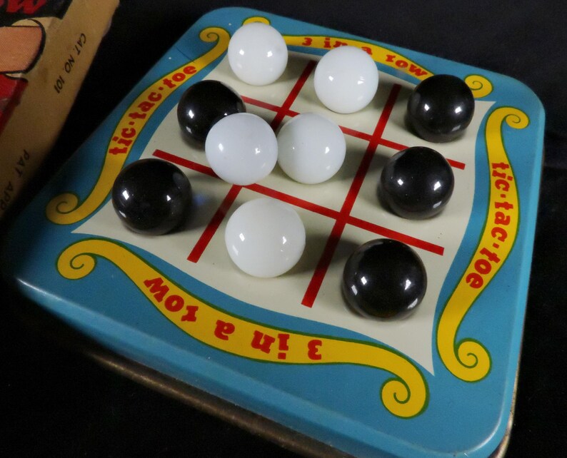 Vintage Game ~ Old Tic Tac Toe Game ~ Vintage Tin Litho Game ~ Tic Tac