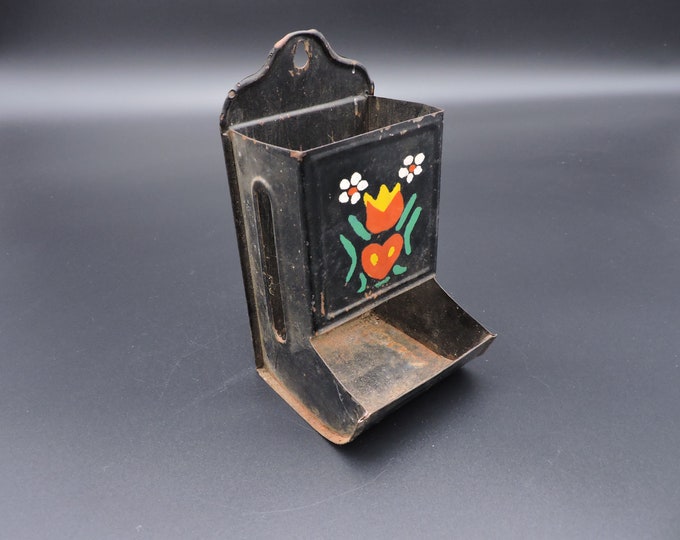 Vintage Match Box Holder Old Tin Match Holder Vintage Match Safe ...