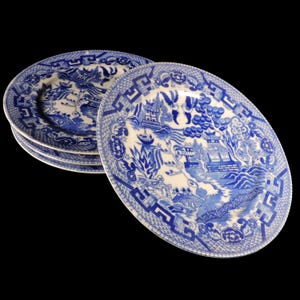 Vintage Blue Willow Plates ~ Blue Willow Sandwich/Cake Plates ~ Transferware Made in Japan ~ Blue Willow China ~ Vintage Serving Plates