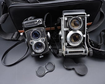 Vintage TLR Camera Lot ~ Mamiya C33 & Yashica-24 Twin Lens Cameras ~ 2 Vintage Cameras/Accessories ~ Professional Medium Format Cameras