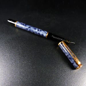 Waterman Laureate Fountain Pen ~ Waterman Cartridge Fountain Pen ~ 14k M Nib ~ Blue Marble ~ Waterman France ~ Fountain Pen Collecting