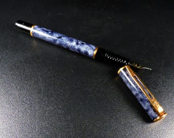 Waterman Laureate Fountain Pen ~ Waterman Cartridge Fountain Pen ~ 14k M Nib ~ Blue Marble ~ Waterman France ~ Fountain Pen Collecting