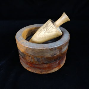 Primitive Mortar & Pestle ~ Wooden Mortar and Pestle ~ Apothecary Mortar and Pestle ~ Pharmacists Tool ~ Herb Grinding Tool ~ Kitchen Tool