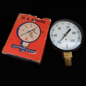 Vintage Pressure Gauge ~ Vintage Industrial Salvage  ~ Old Steam Gauge ~ U.S. Gauge Co. ~ Vintage Pressure Meter~ Original Box ~ Steampunk