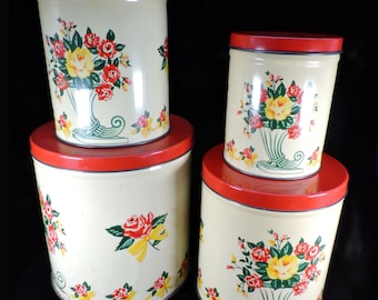 Vintage J.L. Clark Metal Tin Nesting Canister Set Pillsbury