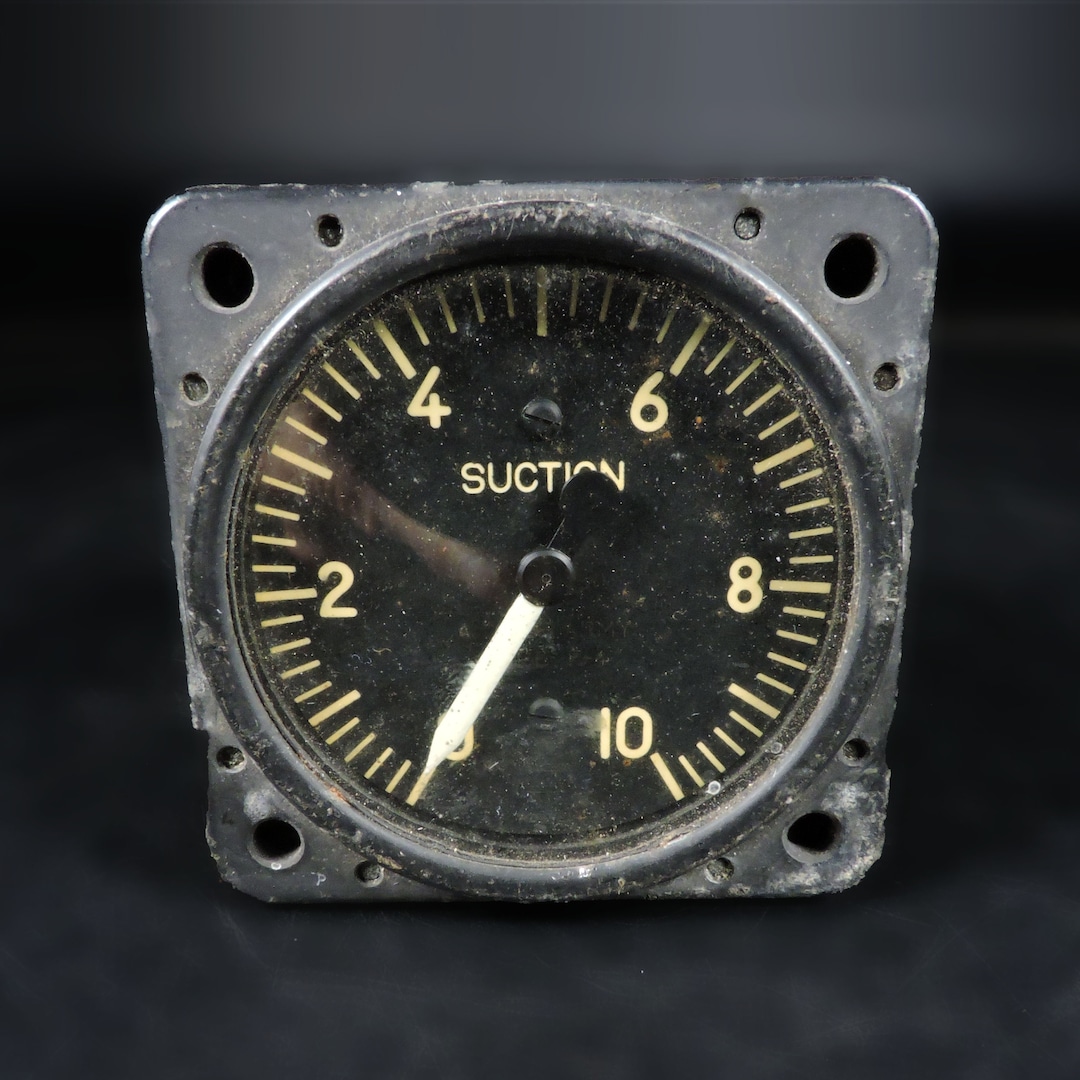Vintage Suction Gauge Vintage Aviation Salvage Aircraft Suction Gauge