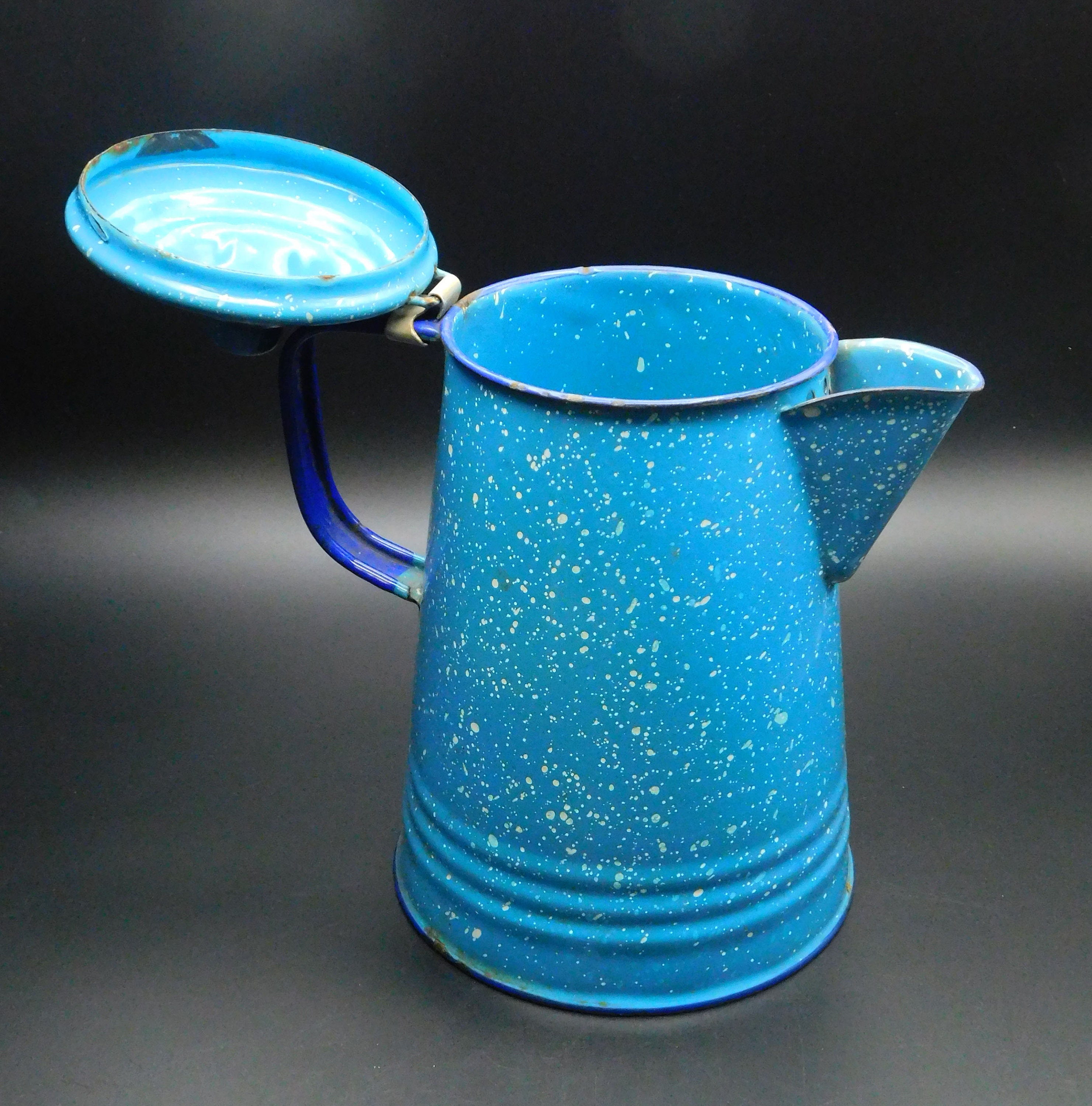 Blue Enamelware Teapot Enamelware Coffee Pot Enamelware Etsy