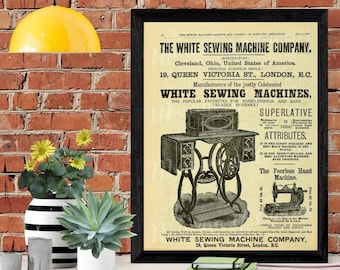 Digital, 1881, White Sewing Machines, Victorian era advertisement, Printable, INSTANT DOWNLOAD, Catalogue domestic appliances