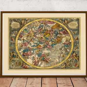 Digital, 1661, Celestial Hemisphere, Star Chart, Map, Andreas Cellarius, DOWNLOAD, Sagittarius, Aquarius, Pisces, Aries, Taurus, Orion