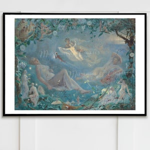 Digitale, 1873, Sogno di una notte di mezza estate, Titania addormentata, Atto 11, Scena 11, John Simmons, Inglese, DOWNLOAD IMMEDIATO, mitologia, Shakespeare
