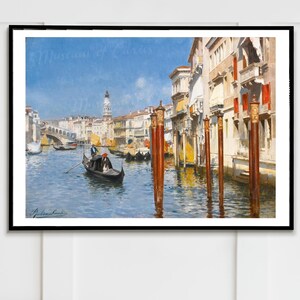 Digital, late 1800&#39;s, Rubens Santoro, The Grand Canal With The Rialto Bridge, Venice, Italy, INSTANT DOWNLOAD
