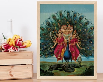 Murugan Raja Ravi Varma Print: Hindu God Art (Digital Download)