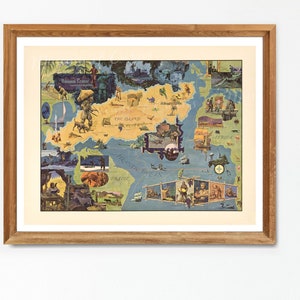 Digital, 1964, Pictorial Map of the fictitious Island in Daniel Defoes Buch Robinson Crusoe, SOFORT DOWNLOAD