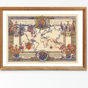 Digital, 1937, The Commonwealth of Nations, British Empire, Pictorial Map, INSTANT DOWNLOAD, World Map