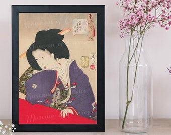 Yoshitoshi Ukiyo-e Print, Amused Lady, Japanese Art (Digital Download)