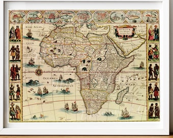 1500年代のアフリカの地図 034 古代旧世界地図作成 探検 サファリ