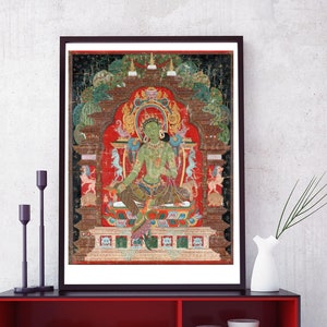 Green Tara Thangka: Tibetan Buddhist Devotional Painting (Digital Download)