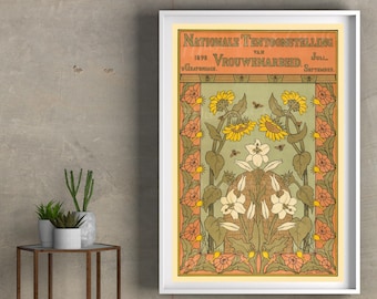 Digital, 1898 Nationale Tentoonstelling van Vrouwenarbeid (National Exhibition of Women's Work), INSTANT DOWNLOAD, Dutch Poster, Feminism