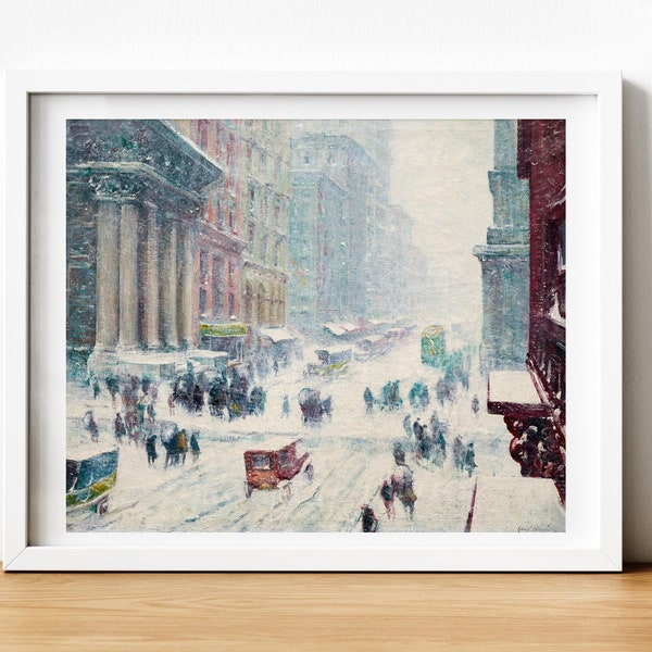 Digital, 1911, Fifth Avenue In Winter, New York, USA, INSTANT DOWNLOAD, snowy landscape