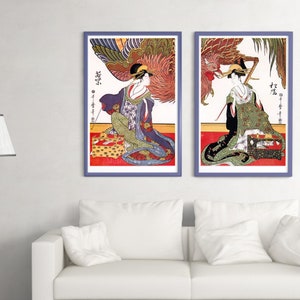 Digital, Two prints, Kitigawa Utamaro, INSTANT DOWNLOAD, Japanese wall art, printable home decor