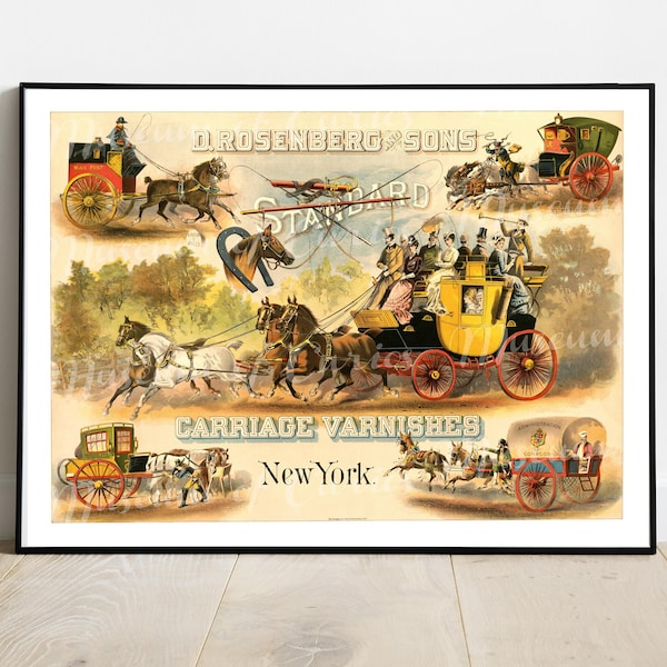 Digital, 1878, D. Rosenberg & Sons, Standard Carriage Varnishes, New York, Printable Advertisement, INSTANT DOWNLOAD, coaches